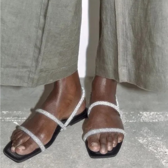 Zara Rhinestone Flat Sandals - Picture 3 of 9